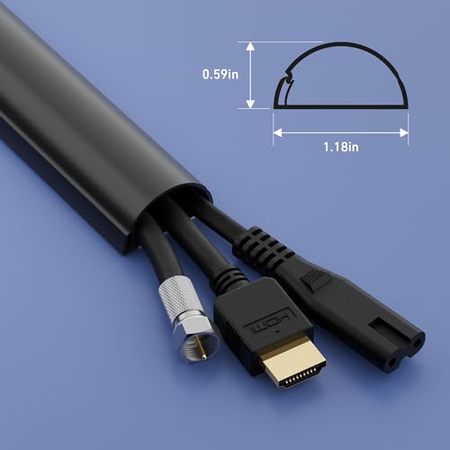 D-Line Half Round Cord Hider, Patented Cable Cover, Hide TV Wall Mount Wires, Raceway for Cords, Decorative Wire Covers, Paintable, Adhesive Cable Concealer - 1x 1.18in W x 0.59in H x 39in L - Black - color: Black, size: 1.18x0.59in - 1x 39in