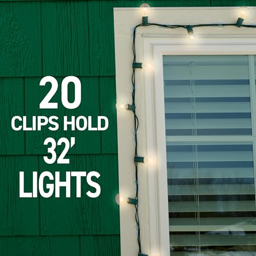 Command Outdoor Light Clips, 20 Clear Clips and 24 Command Strips, Damage-Free Hanging Outdoor Light Clips with Weather Resistant Strips, Wall Clip for Hanging Outdoor Lights and Cable Management - size: 20 Clips
