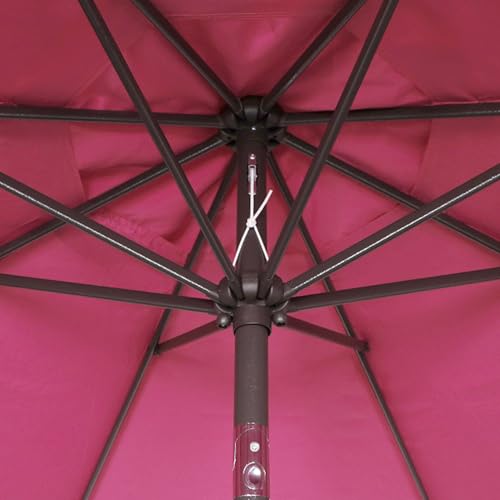 Blissun 9' Outdoor Patio Umbrella, Outdoor Table Umbrella, Yard Umbrella, Market Umbrella with 8 Sturdy Ribs, Push Button Tilt and Crank - color: Fuchsia