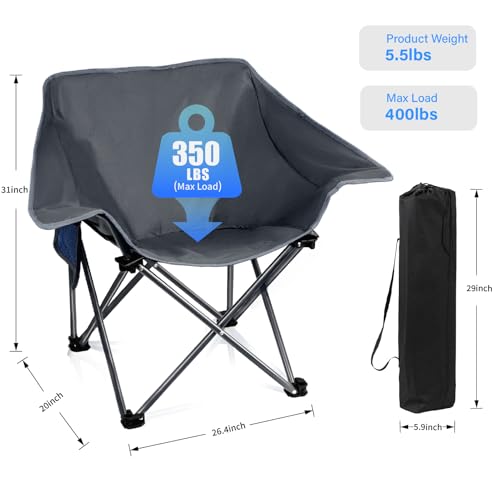 2 Pack Portable Camping Chair Compact Collapsible Outdoor Folding Sports Chairs for Adults Heavy Duty Camp Sporting Events Park Lawn 400 Lbs Grey - color: Grey, size: single chair﻿