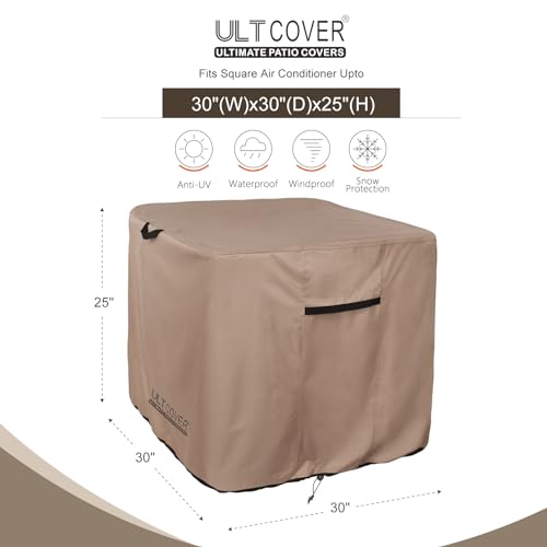ULTCOVER Waterproof Square Air Conditioner Cover for Outside AC Units Size Upto 30W x 30D x 25H inch - color: Brown, size: 30x30x25 inch