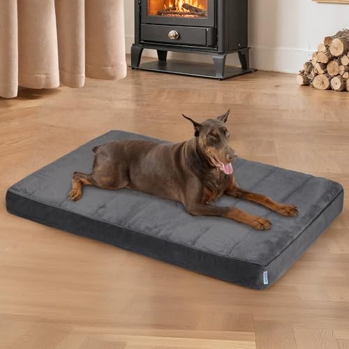 Dog Bed for XX Large Dog - Orthopedic Pet Beds with Memory Foam, Waterproof Removable Washable Cover with Non-Slip Bottom, Grey, 47" L x 29" W x 3" H - color: Dark, size: 47"L x 29"W x 3"H