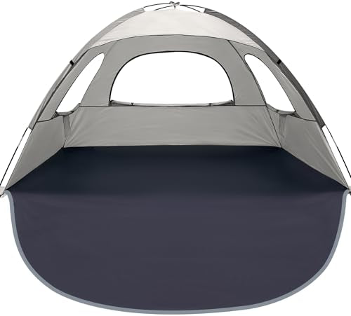 WhiteFang Beach Tent Anti-UV Portable Sun Shade Shelter for 3/4/6/8 Person, Extendable Floor with 3 Ventilating Mesh Windows Plus Carrying Bag, Stakes and Guy Lines - color: Baby's Breath, size: 6 Person