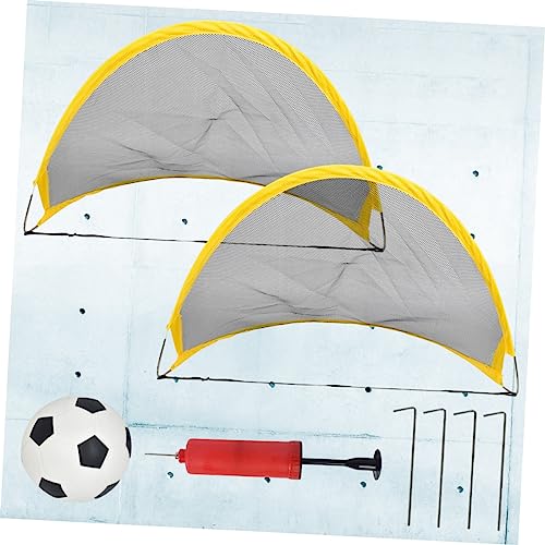 2 Pcs Foldable Soccer Goal Net Set with Inflator Mini Football and Iron Nails for Outdoor Training and Sports Play Portable Football Training Door for Boys