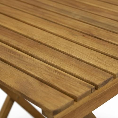 Wood-Tone Oil 3-Piece Outdoor Dining Set with Wooden Folding Table and 2 Camping Side Chairs, Wood-Tone Oil Finish, Durable and Portable