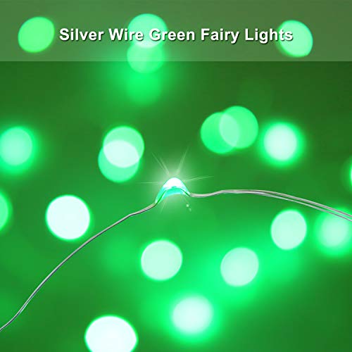 Blingstar USB Powered Fairy Lights, 2 Pack 33Ft 100 LED, Flexible Silver Wire, Mini String Lights for St. Patrick's Day/Halloween/Christmas Tree/Holiday Indoor Decoration, Green - color: Green