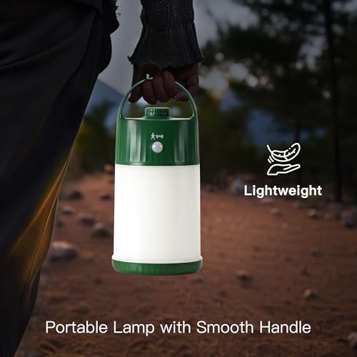 Motion Sensor LED Night Light - Cordless Battery Powered Table Lamp, Portable Lamps Lantern for Outdoor Camping Tents, 4 Brightness Level, Press Dimmable Safe Night Lights, 1 Pack (Green) - color: Green