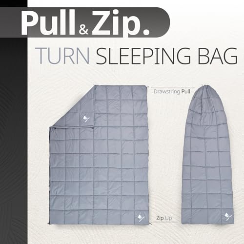 GEERTOP Lightweight Outdoor Camping Blankets for Adults, Compact Travel Blanket for Hiking Backpacking All Weather Sleeping Bag Quilt for Beach, Park, Stadium - color: Bluish Grey