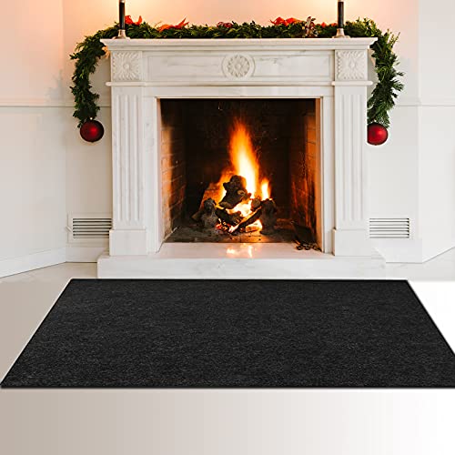 Tirifer Fireproof Fireplace Hearth Rug, Fireplace Mat for Hearth, Rectangular Non Slip Fire Carpet Protection Mat Flame Resistant Pad Protects Floors Patio from Sparks Embers(48'' x 30'') - size: 48" X 30"