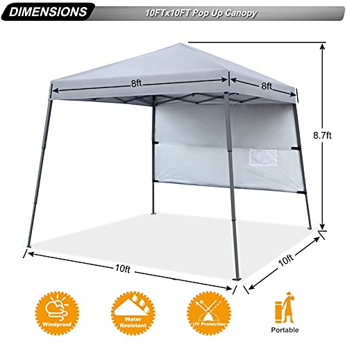 ABCCANOPY Stable Pop Up Beach Tent with Backpack Bag, 10 x 10 ft Base / 8 x 8 ft Top, Gray… - color: Gray, size: 10x10