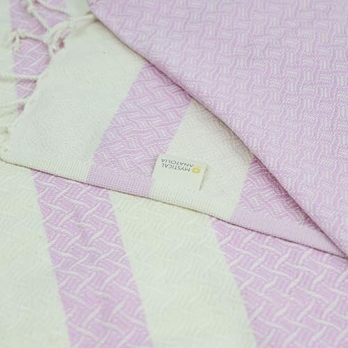 mysticalanatolia Turkish Beach Towel Oversized Cotton Sand Free Quick Dry Lightweight Peshtemal Large Travel Yoga Picnic Blanket Absorbent Compact 39x79 Pink - color: Pink