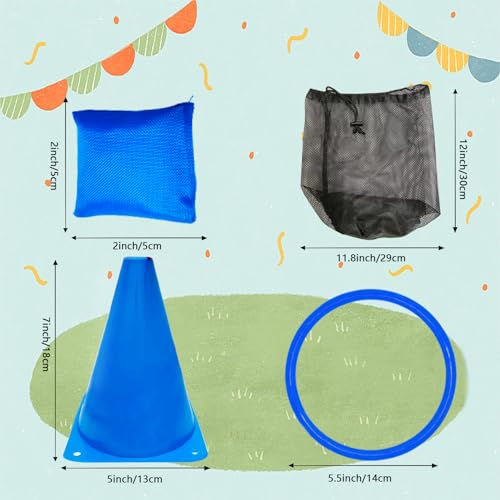 3 in 1 Carnival Games Set,39PCS Soft Plastic Cones Cornhole Bean Bags Ring Toss Game,Carnival Combo Set Toss Games for Kids Adult Birthday Party Indoor Outdoor Games Supplies,Yard Lawn Games