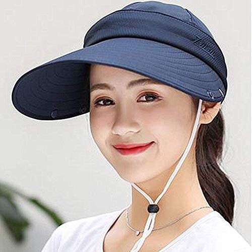 Outdoor UPF 50+ UV Sun Protection Waterproof Breathable Face Neck Flap Cover Folding Sun Hat for Men/Women - color: Navy