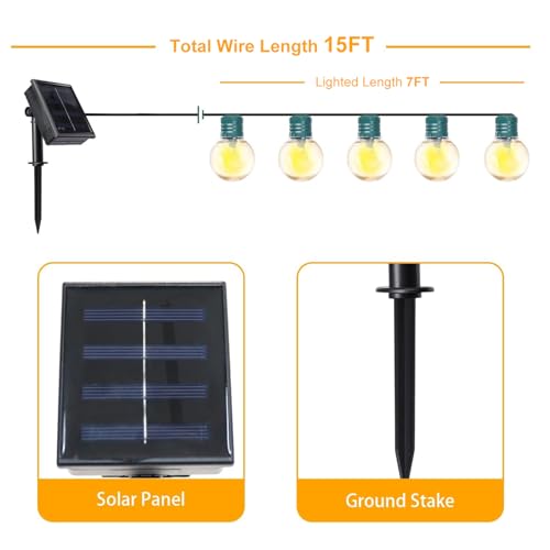 Afirst Solar Outdoor String Lights 15FT with 25 LED Bulbs St. Patrick's Day Patio Lights for Garden Backyard Porch Balcony (Green) - color: Green