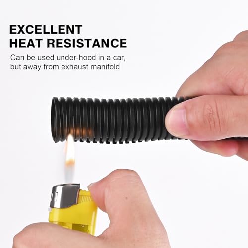 25ft - 1/2 inch Flame Retardant Split Wire Loom Tubing with Installation Tool - Flexible Wire Covers Cord Protectors - Black - size: 1/2"-25ft