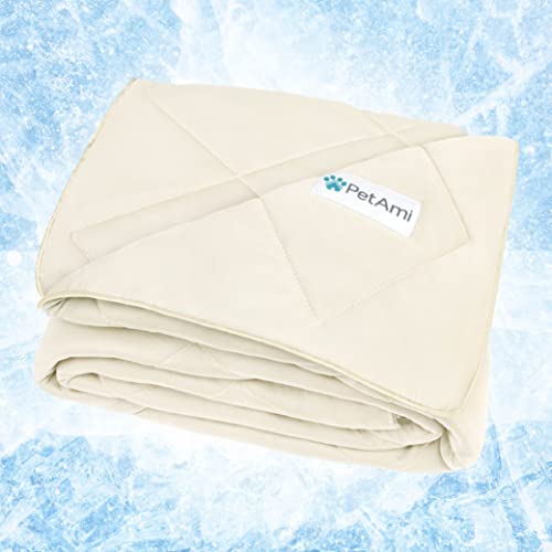 PetAmi Premium Cooling Dog Blanket | Lightweight Fluffy Pet Throw Blanket Bed Cover for Dogs, Cat, Puppies | Pet Blanket Furniture Protector Couch Sofa | Reversible Fuzzy Cozy | 29x40, Beige Latte - color: Beige Cream, size: Medium (29x40)