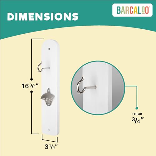 Barcaloo Hook and Ring Game with Bottle Opener and Magnetic Bottle Cap Catch - Adult Ring Toss Game for Both Indoor and Outdoor Use - color: White