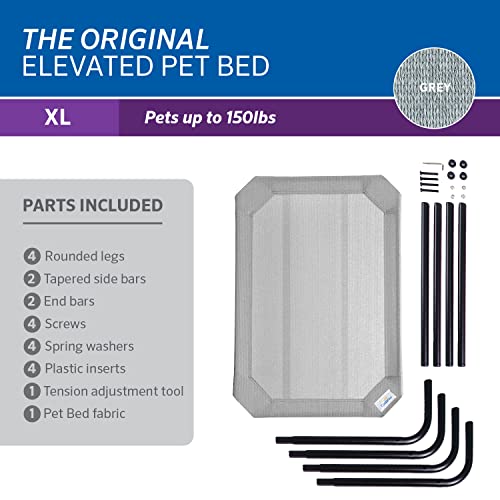 Coolaroo Original Elevated Dog Bed - Breathable Off-The-Ground Pet Bed with Cooling Fabric, Joint Relief & Moisture-Resistant Fabric, 100% Recyclable, Easy Clean, Gray, Extra Large - color: Grey, style: X-Large Dog Bed