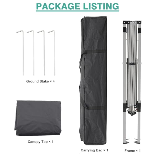 Canopy Tent, 10X10 FT Pop Up Canopy Outdoor Instant Tent Slant Legs with Carrying Bag, Portable Gazebo Shelter for Patio Deck Garden and Beach - 8X8 FT Canopy Cover (Dark Grey) - color: Dark Grey