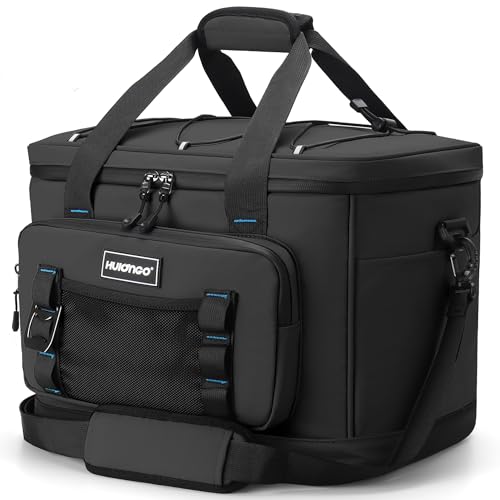 Hulongo Insulated Foldable Collapsible Cooler Bag Soft Sided Cooler for Picnic, Camping, Grocery Shopping, Beach, 30L - color: black