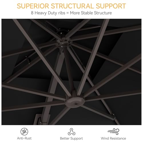 10x10 FT Patio Umbrella, Large Cantilever Double Top Heavy Duty Offset Umbrellas with 360° Rotation, Outdoor shade for Garden Deck Pool, Black - color: Black, size: 10x10 FT