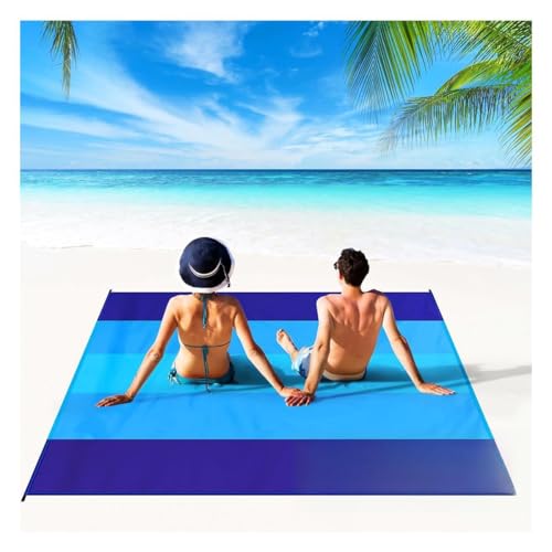 Beach Blanket Waterproof Sandproof Beach Mat 79" X 82" for 1-8 Adults Quick Drying Outdoor Picnic Mat Beach Accessories for Travel, Camping - Blue - color: Blue