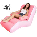 Inflatable Deck Chair with Air Pump, Foldable Lounge Chair for Bedroom and Living Room, Indoor Sofa Lounge with Handrails(Pink) - color: Pink