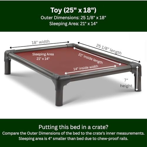 Kuranda Chewproof Elevated Dog Bed - Walnut PVC - 25" x 18" - Heavy Duty Vinyl - Burgundy - color: Burgundy, size: 25" x 18" - Walnut PVC