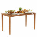 Tangkula 54" Acacia Wood Patio Dining Table for 6, Rectangular 4-6 People Patio Table with Slatted Tabletop, Indoor Outdoor Farmhouse Dining Table for Yard, Garden, Poolside, Deck - size: 54"