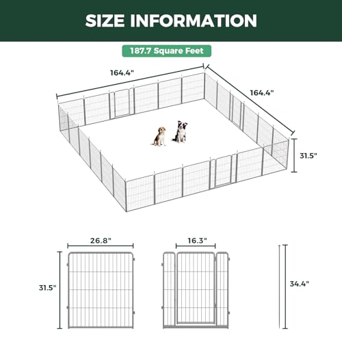 FXW Aster Dog Playpen Designed for Yard, 32inch 24 Panels - size: 32"H & 24 Panels