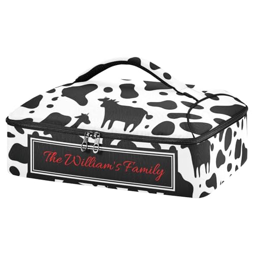 Kcldeci Custom Insulated Casserole Carrier Cow Print Personalized Food Carriers with Dish Storage Leakproof Lasagna Holder Bag for Lasagna Pan Baking Dish Casserole Dish - color: B03