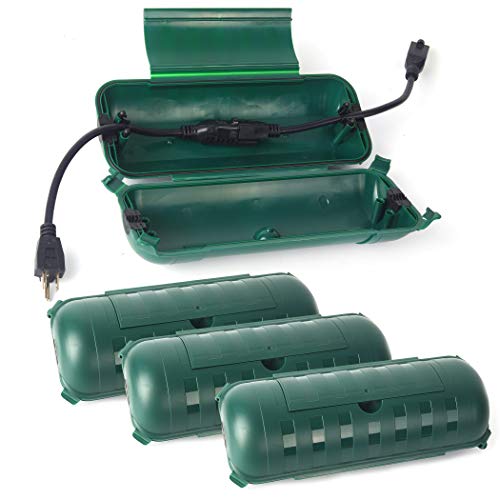 (4-Pack) X-Large Green Outdoor Extension Cord Plug Protector | Water-Resistant Holder for Holiday String Lights and Wires | Capsule Shaped Protector with Large Compartment - color: Green, size: X-Large (Standard)
