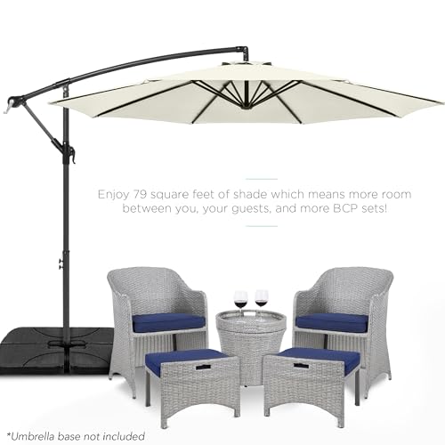 Best Choice Products 10ft Offset Hanging Market Patio Umbrella w/Easy Tilt Adjustment, Polyester Shade, 8 Ribs for Backyard, Poolside, Lawn and Garden - Ivory - color: Ivory, size: Offset