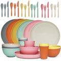 36 pcs Wheat Straw Dinnerware Sets DAPIPIK Unbreakable Reusable Dinnerware Set ，Lightweight Camping Plates Cups and Bowls Set. Dishwasher Microwave Safe Dinnerware - color: Multiple colors
