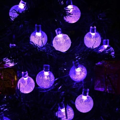 Toodour Solar String Lights Outdoor, 36ft 60 LED Globe String Light with 8 Mode, Waterproof Crystall Ball Lights Solar Patio Lights for Garden, Lawn, Patio, Gazebo, Yard, Outdoor Decor - Purple - color: Purple, size: 36ft