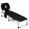 COSTWAY Tanning Chair with Face Hole, Folding Beach Lounge Chair with 4-Position Adjustable Backrest, Pillow & Side Pocket, Foldable Chaise Lounge Chair Outdoor for Sunbathing, Camping (1, Black) - color: Black