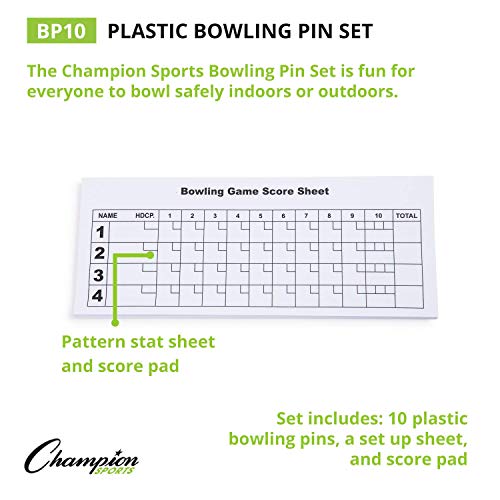 Champion SportsWeighted Foam Bowling Pin Set - color: White, size: 10 Pin Set (Ball Sold Separately)