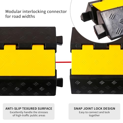 Rubber Cable Ramp Cord Cover Cable Protector Ramps Wire Hose Protective 1 Channel 22000Lbs Load Capacity Traffic Speed Bump for Asphalt Concrete Gravel Driveway, 1 Pack - color: 1 channel-1 pack