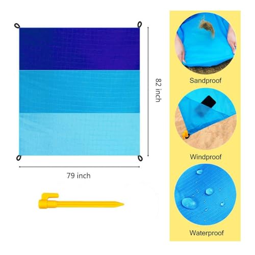 Beach Blanket Waterproof Sandproof Beach Mat 79" X 82" 'for 1-8 Adults Quick Drying Outdoor Picnic Mat Beach Accessories for Travel, Camping-blue1 - color: Blue-1