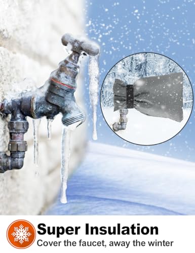 Wohohoho Outdoor Faucet Covers for Winter, 4 Packs Pro 10" H x 7" W Grey Outside Faucet Cover Freeze Protection, Reusable Waterproof Insulated Spigot Cover, Thickened Garden Faucet Socks Hose Bibs - color: Gray