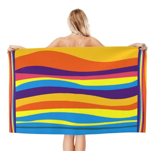 Cute Striped Beach Towel for Men/Adults, Personalized Microfiber Beach Towels Bulk, Quick Dry Beach Towel for Pool, Lightweight Bath Towels Oversized Clearance 30"x 60" - color: Striped, size: 30"x 60"