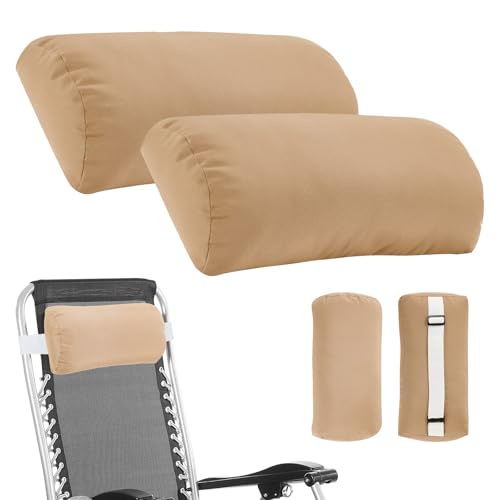 Headrest Pillow for Patio Chaise Lounge, 2 Packs Head Pillow with Elastic Band for Zero Gravity Lounge Chair, Head Neck Rest Pillow Lumbar Pillow, Beige - color: Beige