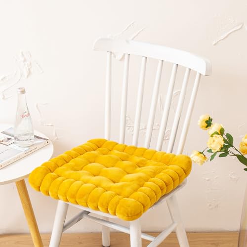 vctops Velvet Chair Pad Seat Cushion Solid Color Square Seat Pad Indoor Floor Cushion Super Soft Warm Chair Cushion Pad for Home Kitchen Dining Room Office (Yellow,16"x16") - color: Yellow