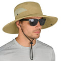 ZOORON Sun Hats for Men Women, Wide Brim Safari Hats UV Protection UPF50+ Waterproof Boonie Hats for Fishing Hiking Camping - color: 1pack-khaki