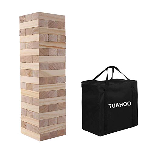 Outdoor Games Giant Tumble Tower, Large Tumbling Timber, 54 Wooden Blocks Tower Stacking Game Up to 4 Ft, Party Games for Indoor Outdoor Backyard Lawn Yard Fun