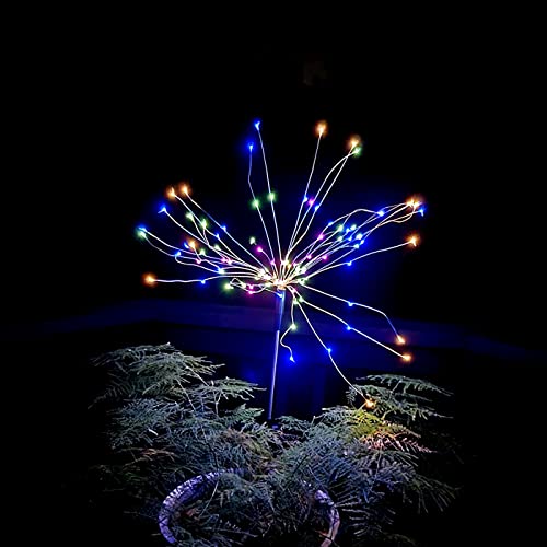 FOOING 4 Pcs Solar Garden Lights Solar Firework Lights Waterproof, 120 LED String Light 2 Modes Twinkling Fairy Nightlight for Garden, Wedding, Party, Patio, Yard, Landscape Decoration (Colorful) - style: Colorful 4 pcs-120 LED