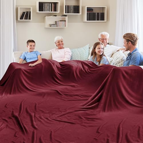 Edenleaf Big Oversized Extra Large Blanket, Huge Fleece 10'x10' Blanket, California King Warm Companion for Whole Family, Bed, Sofa, Couch, Travel, Camping 120x120 Wine - color: Nice Wine