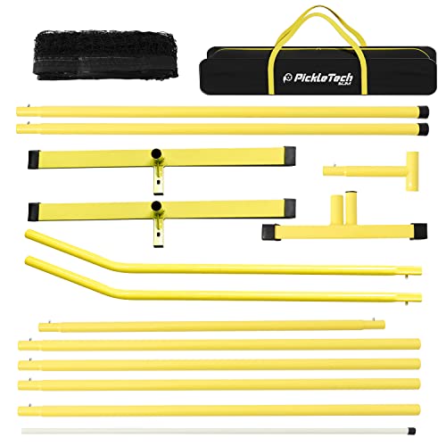 PICKLETECH 4.0 Slim Version Portable Pickleball Nets Outdoor Game 22 FT Pickleball Net-USAPA Regulation Size-Pickle Ball Net System with Carrying Bag for Driveway - color: Yellow, size: 22ft-4.0slim