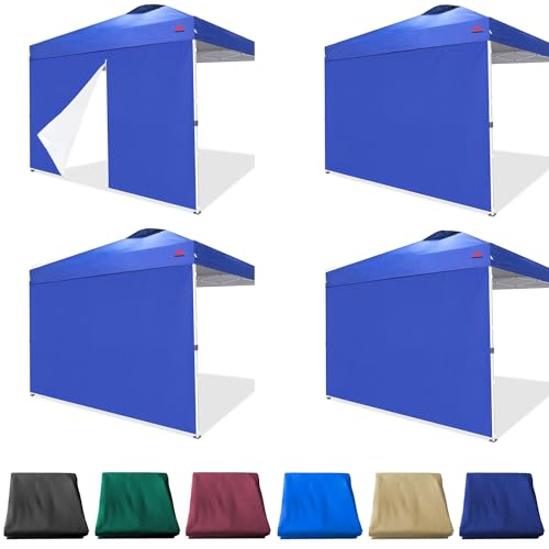 SideWalls for 10x10 Pop up Canopy Frame, 3 Pack Blue SunWall and 1Pack Door Only, (with Zippers) - color: Blue, size: 4 Sidewalls