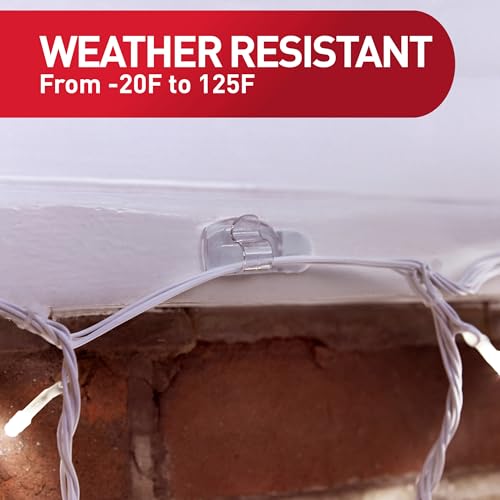 Command Outdoor Light Clips, 20 Clear Clips and 24 Command Strips, Damage-Free Hanging Outdoor Light Clips with Weather Resistant Strips, Wall Clip for Hanging Outdoor Lights and Cable Management - size: 20 Clips